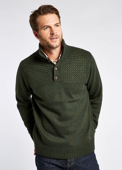 628F1077 vêtements olive Dubarry Hommes pull à col boutonné en bois rond