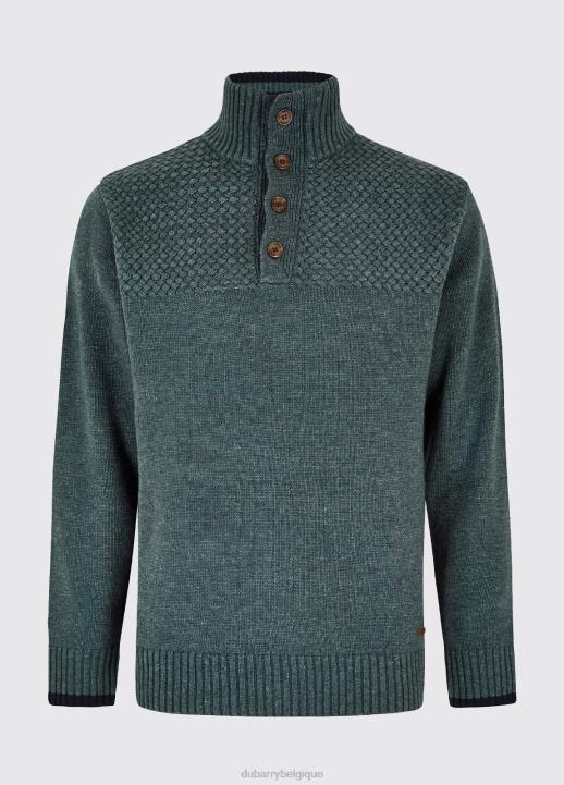 628F1123 vêtements caillou sombre Dubarry Hommes pull à col boutonné en bois rond