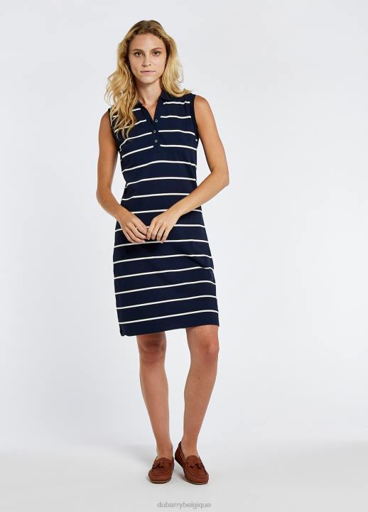 628F143 vêtements marine Dubarry femmes robe polo rayée wilford