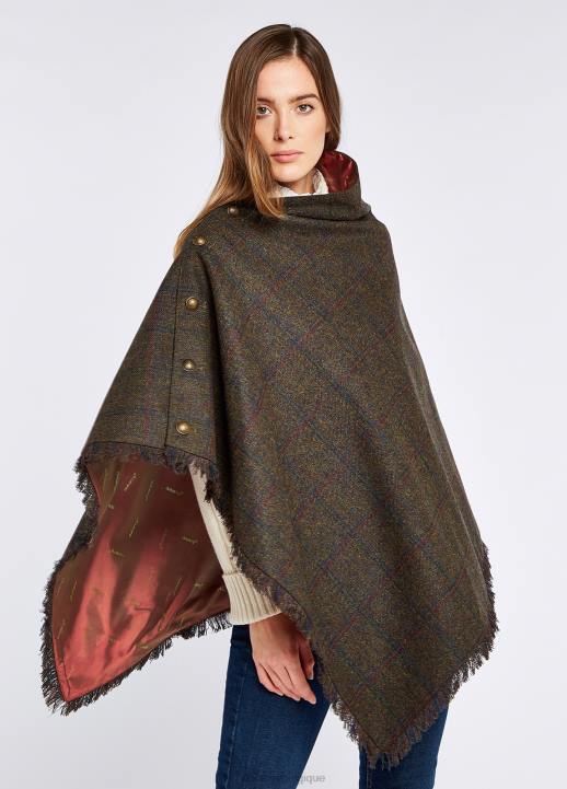 628F175 vêtements ciguë Dubarry femmes poncho en tweed noisette