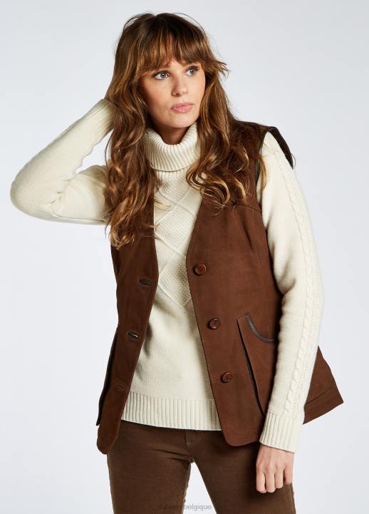 628F232 vêtements noyer Dubarry femmes gilet en cuir allendale