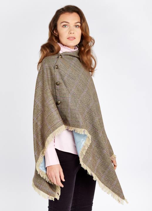 628F273 vêtements rose des bois Dubarry femmes poncho en tweed noisette