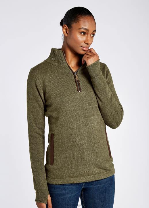 628F274 vêtements vert sombre Dubarry femmes pull morrisey à col zippé