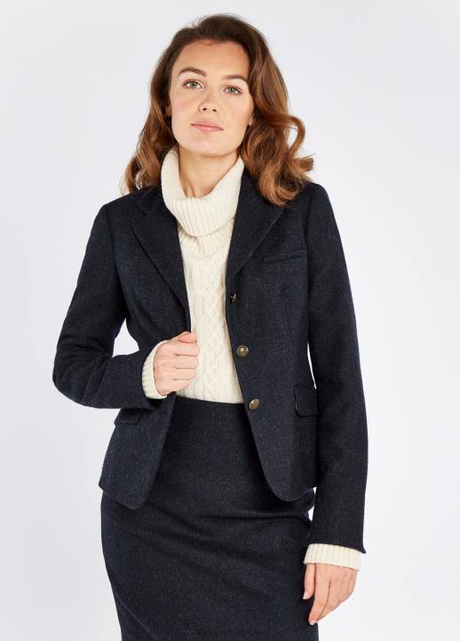 628F507 vêtements marine Dubarry femmes veste en tweed bouton dor