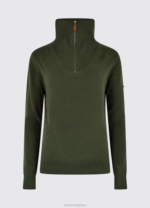 628F664 vêtements olive Dubarry femmes pull à col zippé Kilbarry