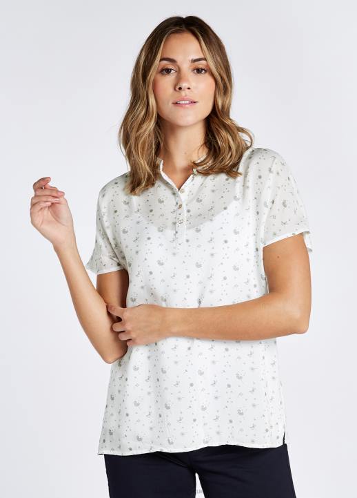 628F763 vêtements blanc Dubarry femmes haut imprimé cascade