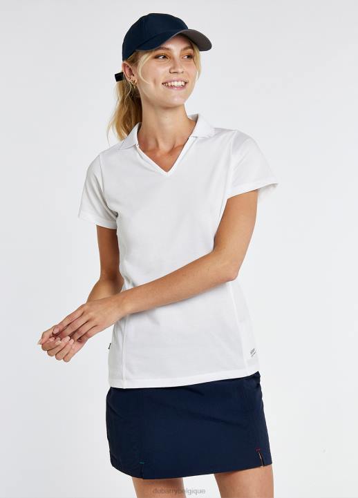 628F163 vêtements blanc Dubarry femmes polo séville à col en V