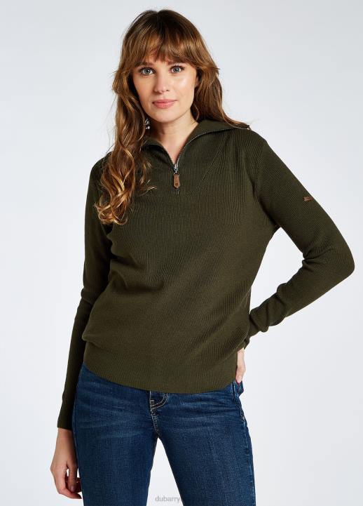 628F664 vêtements olive Dubarry femmes pull à col zippé Kilbarry